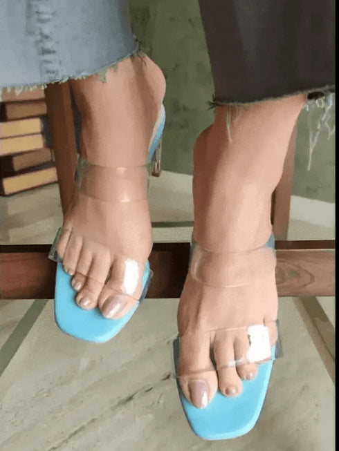 Womens Sky Blue Clear Straps and Heels X DC Mumbai